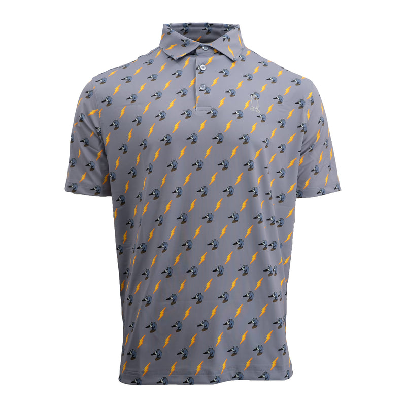 Performance Golf Polo Blue Winged Teal and Lightning S