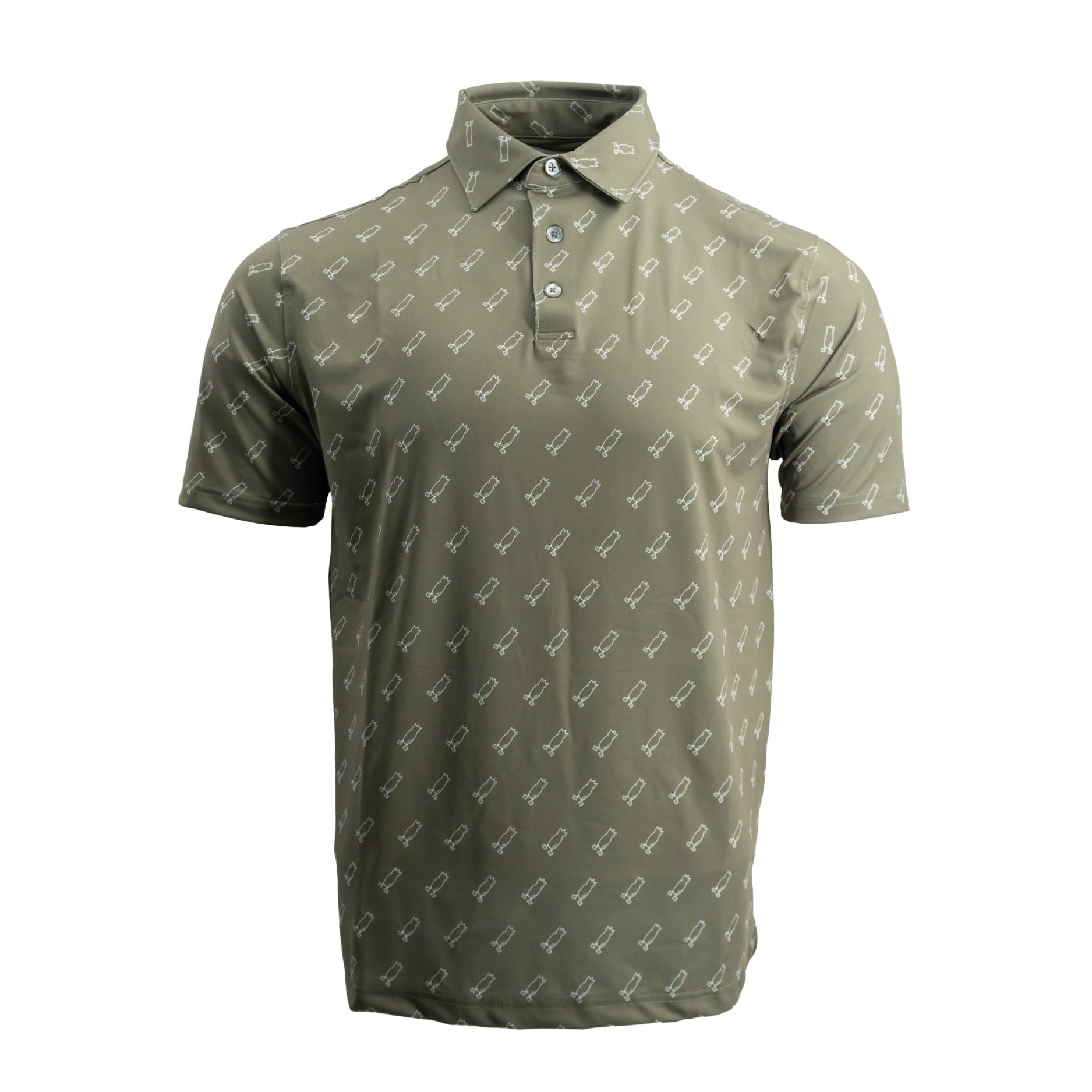 Golf Polo Covert Green with White Logos S