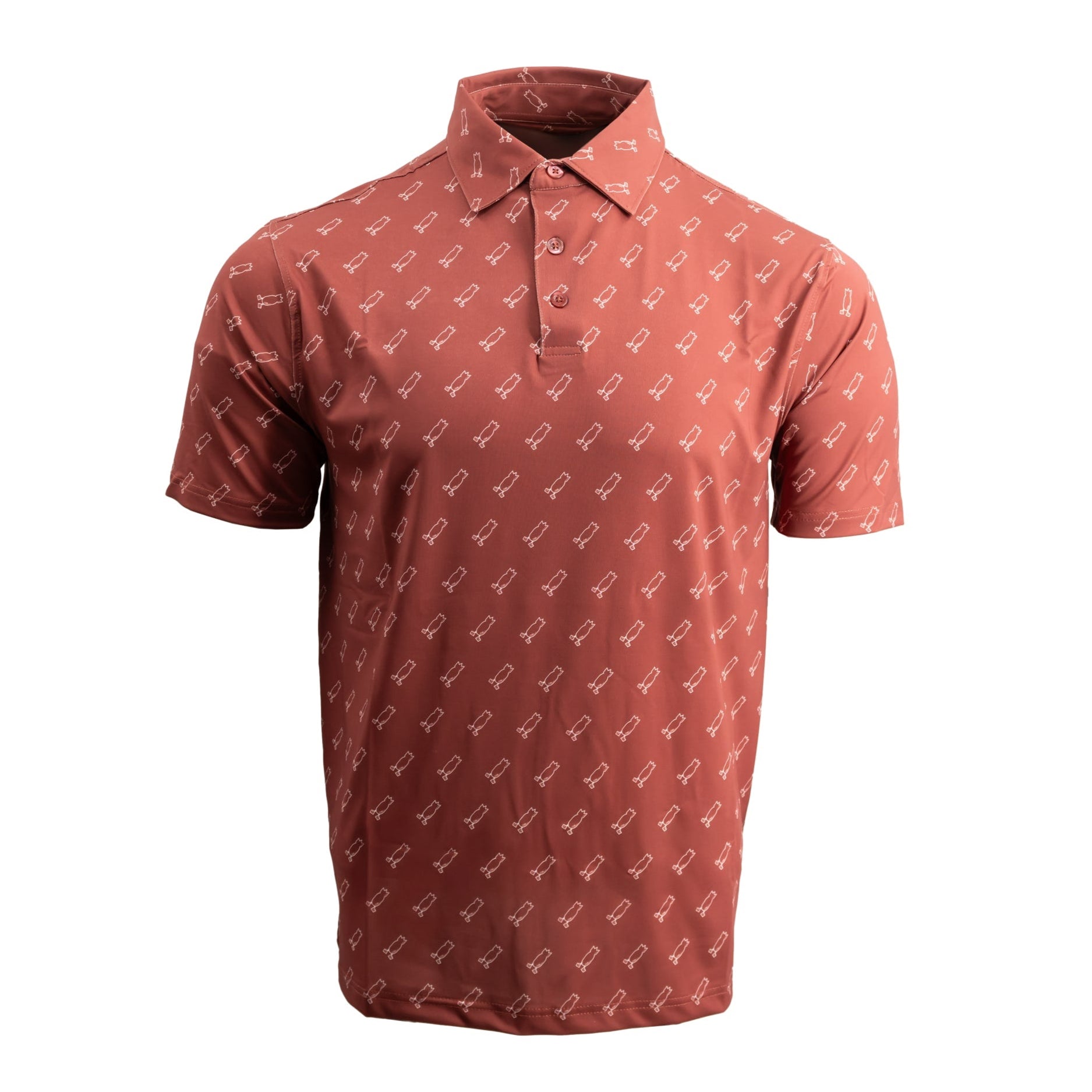 Golf Polo Brick Red with White Logos S