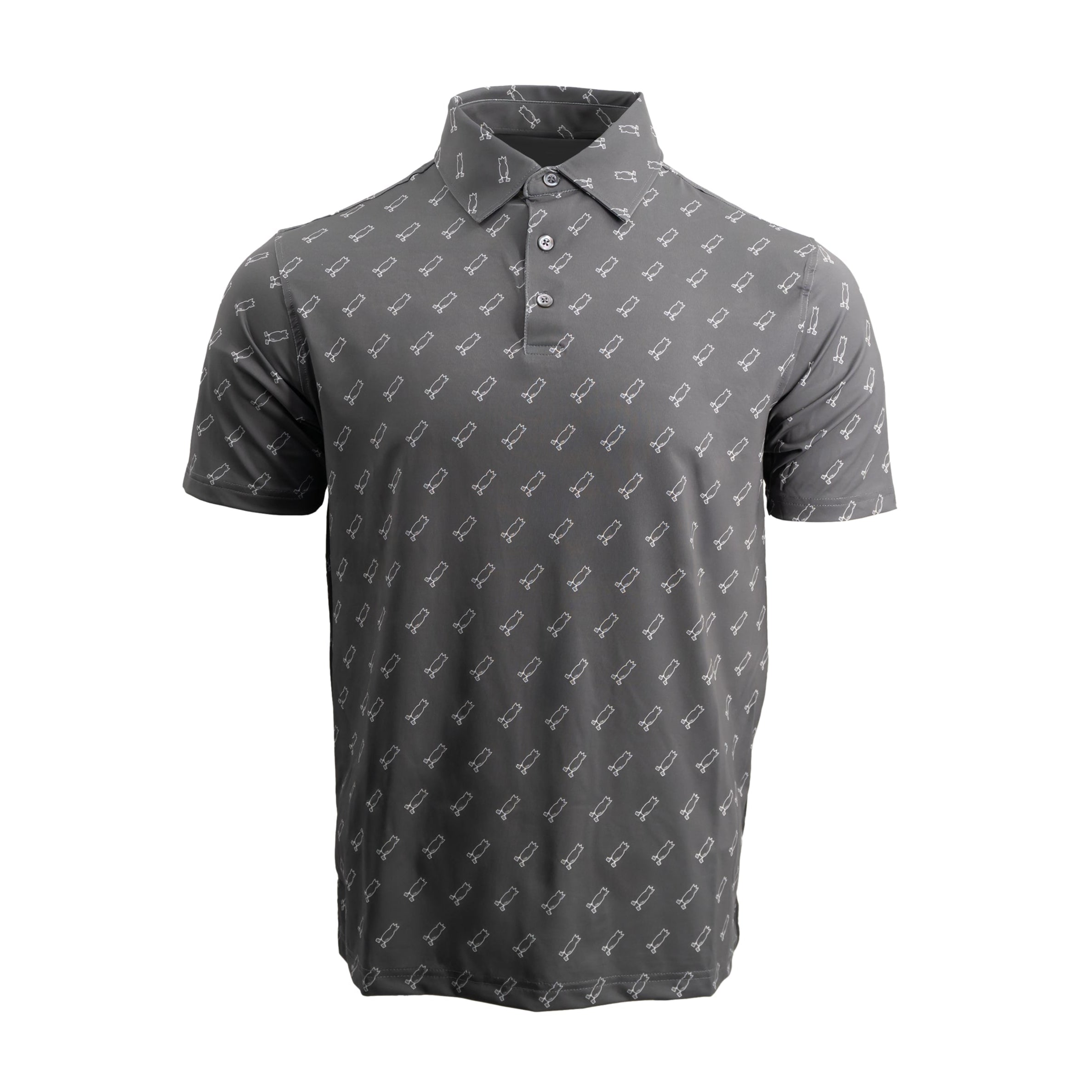 Golf Polo Charcoal with White Logos S