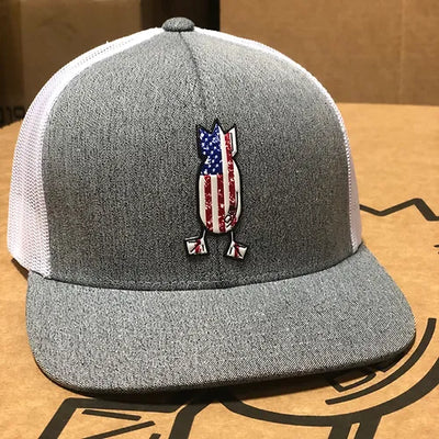 Worn American Flag Snapback Hat (Grey Heather/White)