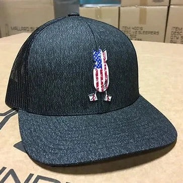 Worn American Flag Snapback Hat (Black Heather/Black)