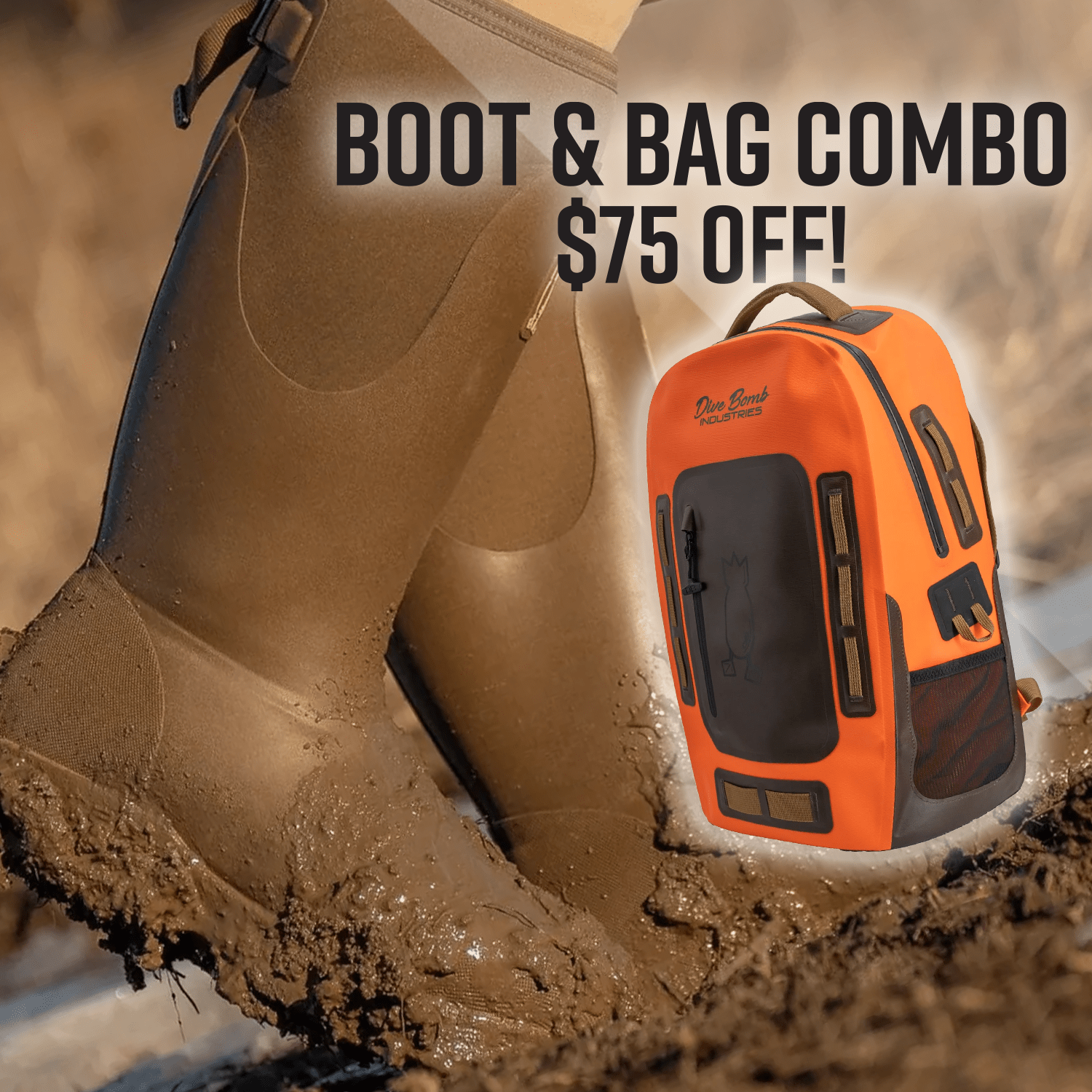 Sludge Boot and Orange Backpack Combo