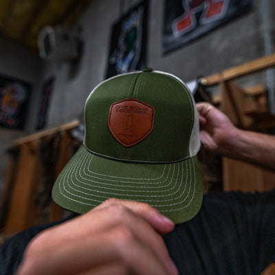 Dark Leather Shield Snapback Hat