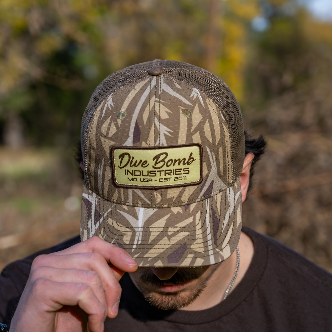 Camo Script Text Snapback Hat Structured Patch Hat (3 Color Options)
