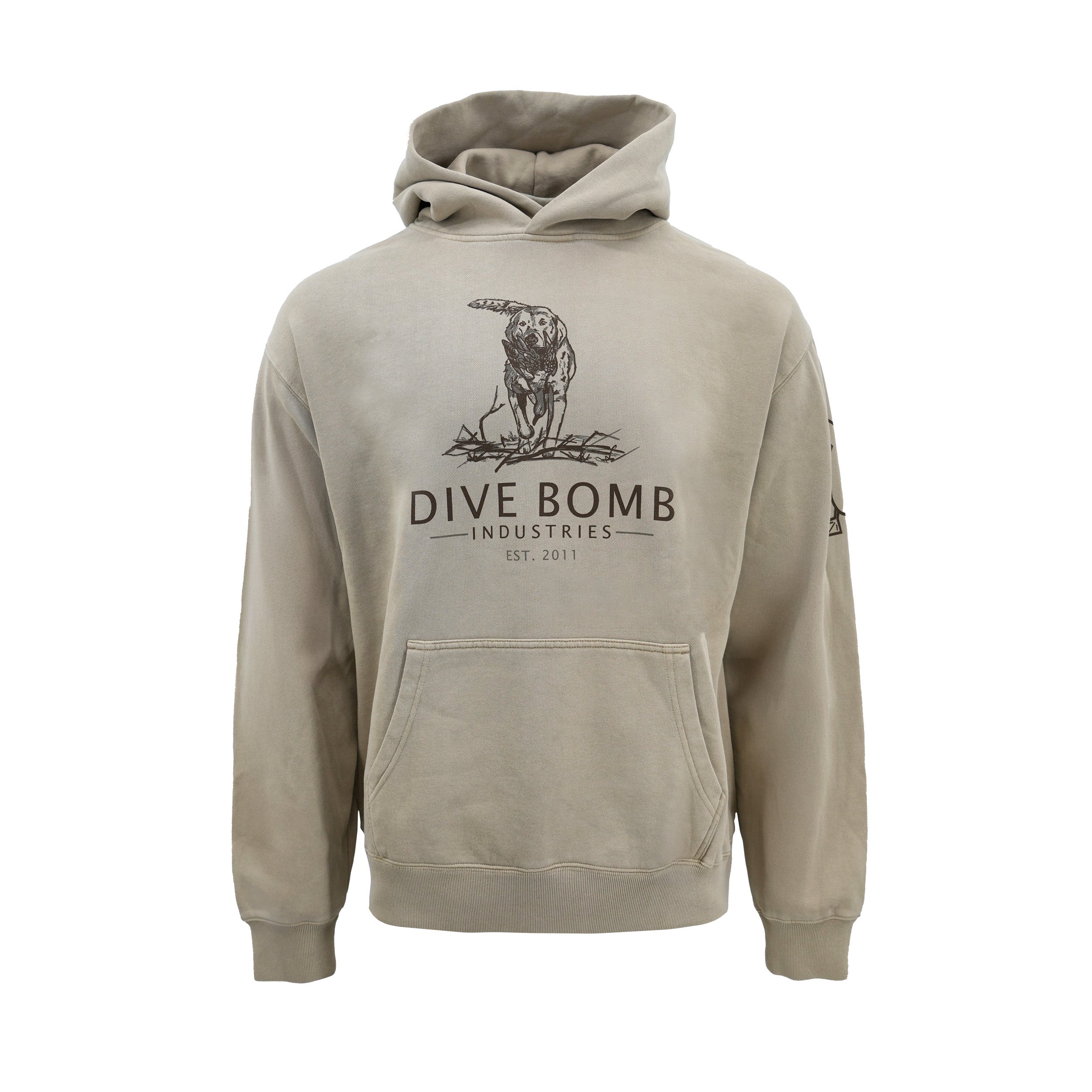 Vintage Duck Dog Hoodie Faded Taupe Small
