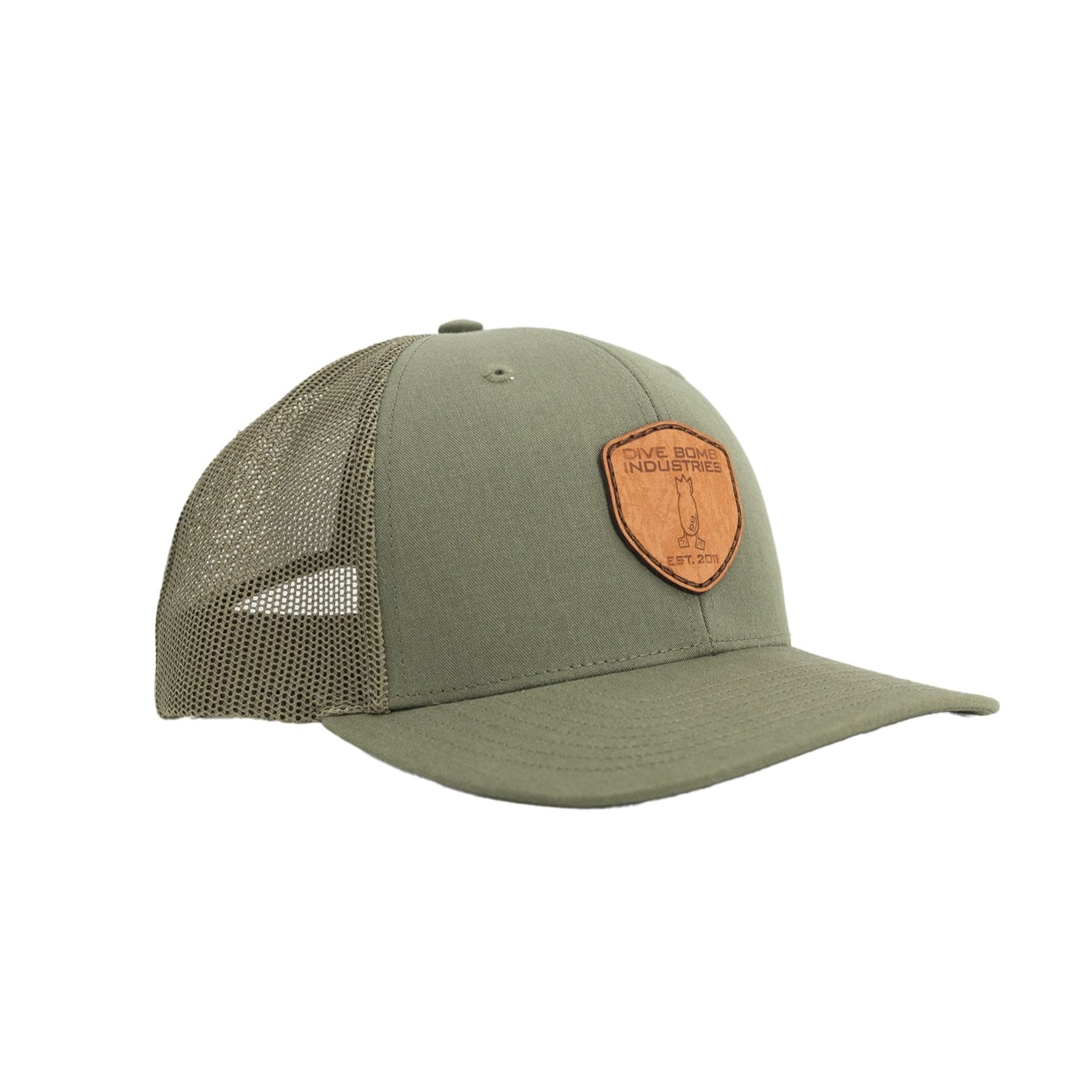 Leather Shield Snapback Hat Loden