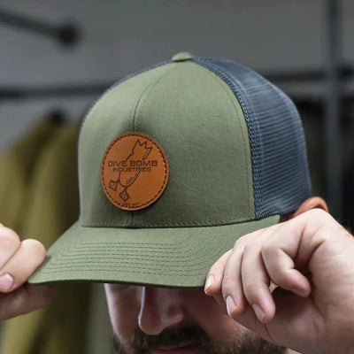 Dark Leather Circle Patch Snapback Hat