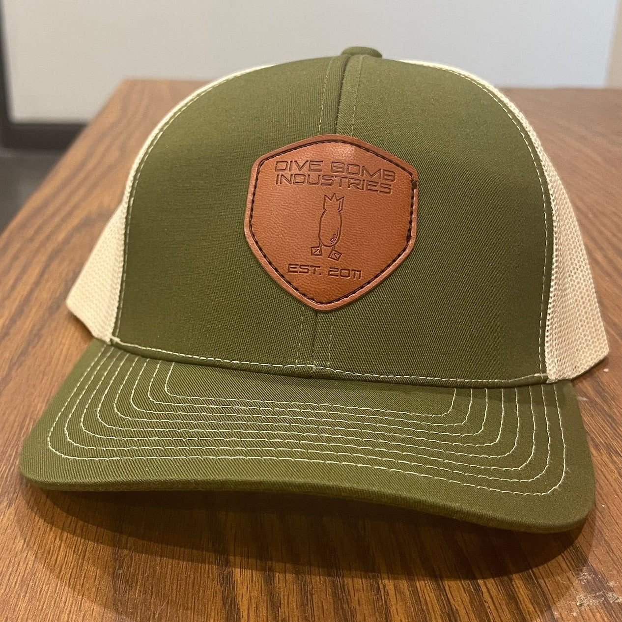 Dark Leather Shield Snapback Hat